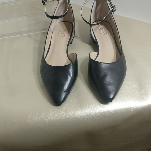 Franco Sarto Women's SZ 10M Slide Leather d'Orsay Flat Slide Shoes Black. - Picture 8 of 11